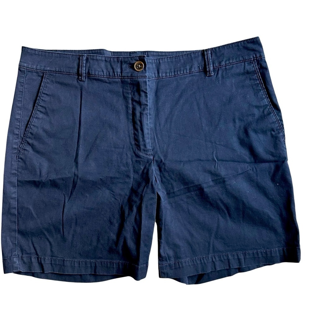 Talbots Women’s Weekend Shorts Navy Blue Size 12 Cotton Spandex Casual Chino